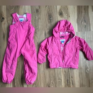 Columbia Toddler Omni- Sheild Matching Pink Fleece Lined Bibs + Jacket  Size 4T